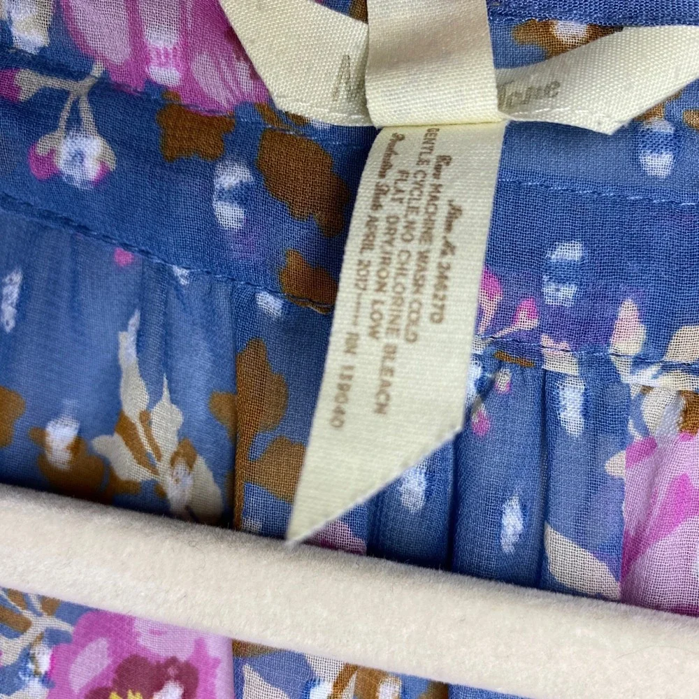 Matilda Jane To the Nines Blue Pink Floral Clip Dot Babydoll Dress XL Womens